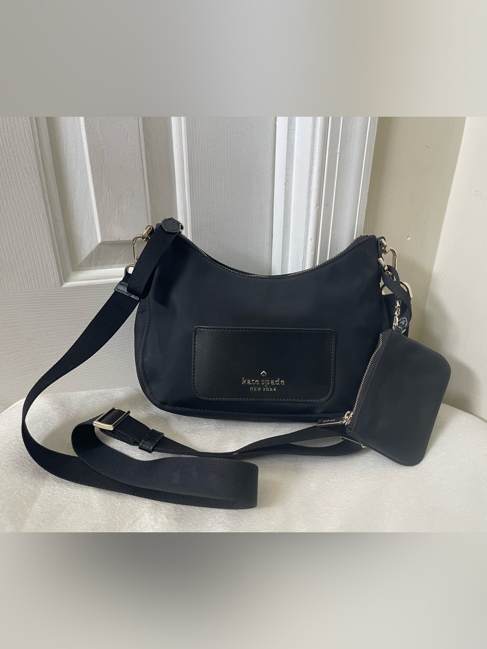 kate spade Black Nylon Crossbody with Coin Pouch